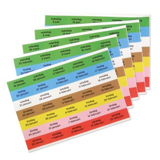 Datumetiketter i veckodagsfärger, Höstterminen
