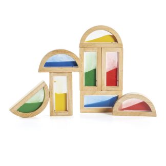 Regnbågsklossar med sand, 8 st